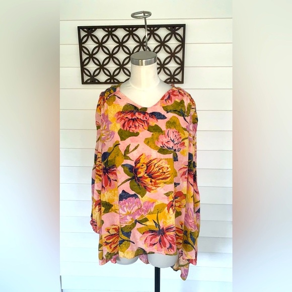 Women’s Terra & Sky long sleeve Boho Floral Blouse size 4XL Casual New With Tags - Picture 2 of 8